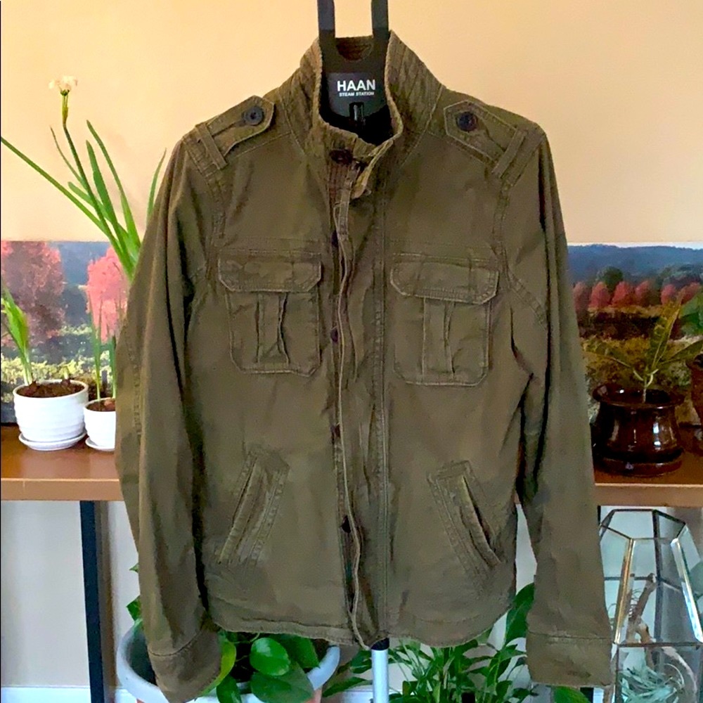Large Male Olive Green Zip-up jacket